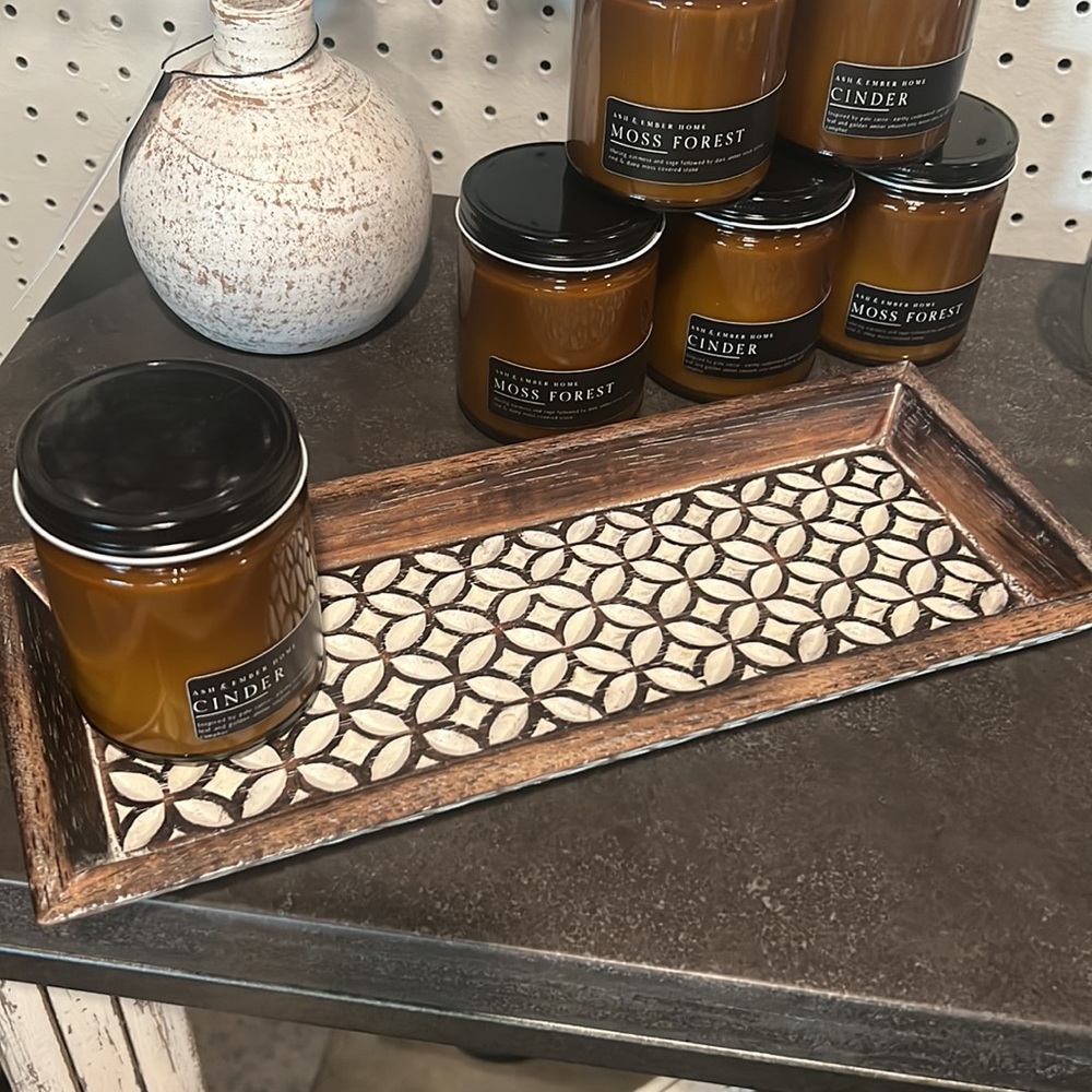 Small Carved Wooden Tray, Coffee Bean